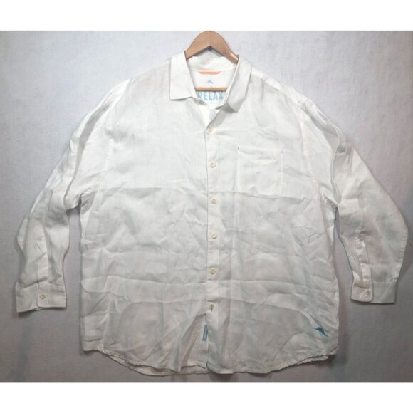 Tommy Bahama Relax Long Sleeve White Linen Shirt Button Front Men's 2XB XXL 2X - Picture 1 of 11